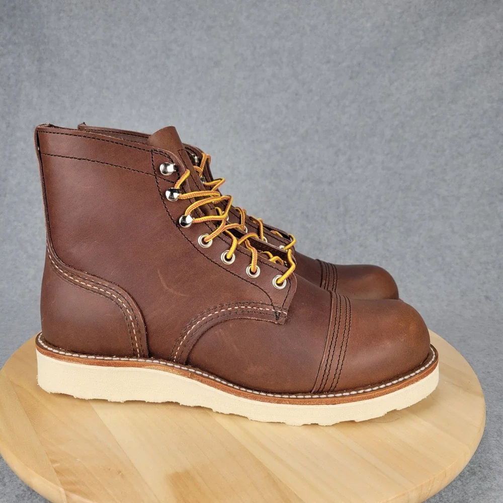 Red Wing Iron Ranger 8088 Mens 8 Amber‎ Harness Brown Leather Wedge Sole Boots
